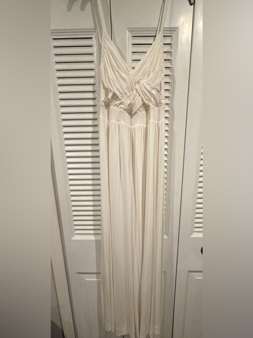 New York & Company White/Cream Maxi Slip Dress with Twist Front